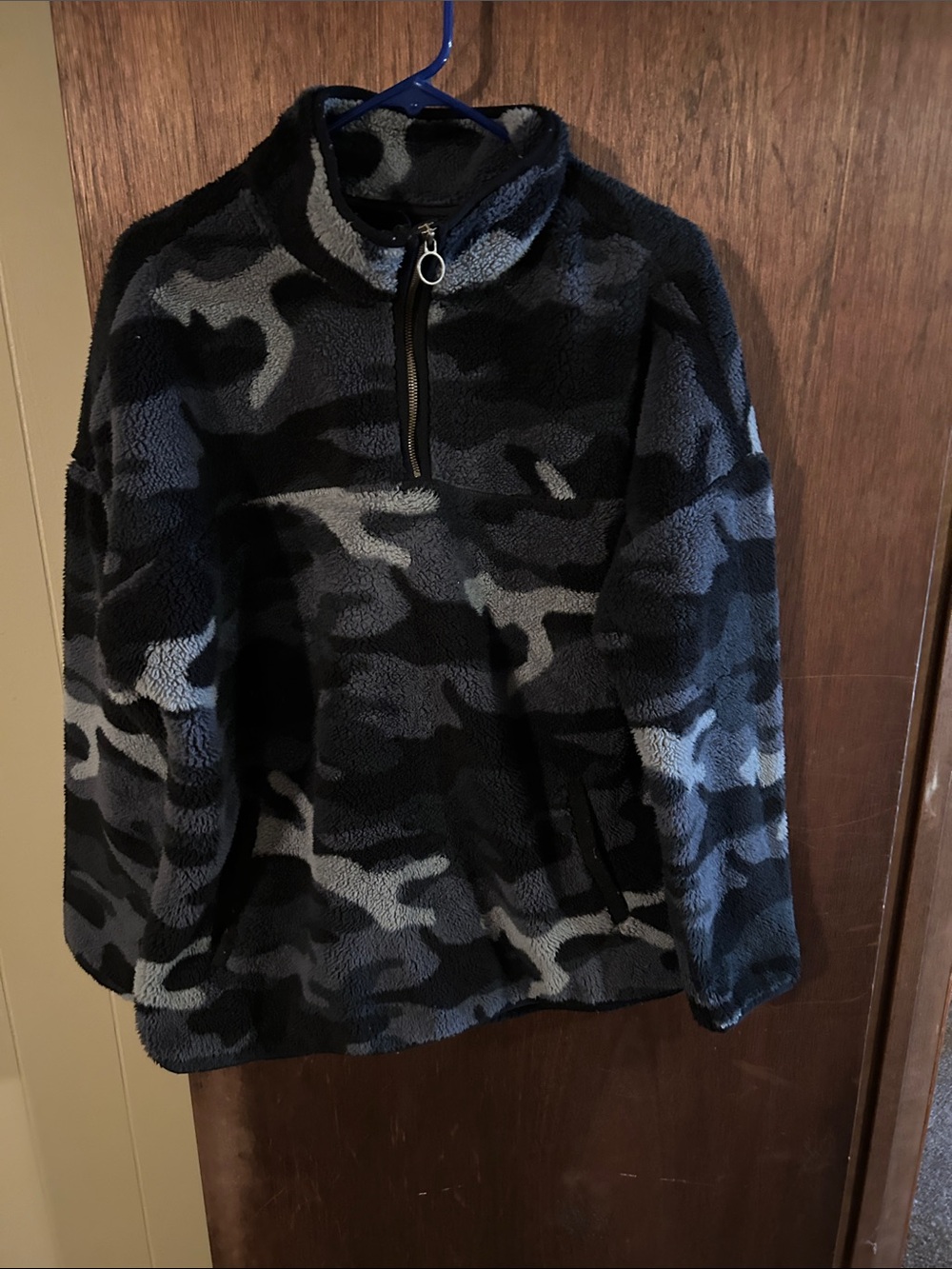 Women’s gray & Black Camouflage Sherpa Quarter-Zip Pullover